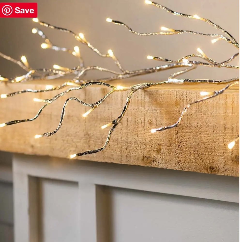 Indoor/Outdoor Silver Metallic Garland with Dual-Function Lights